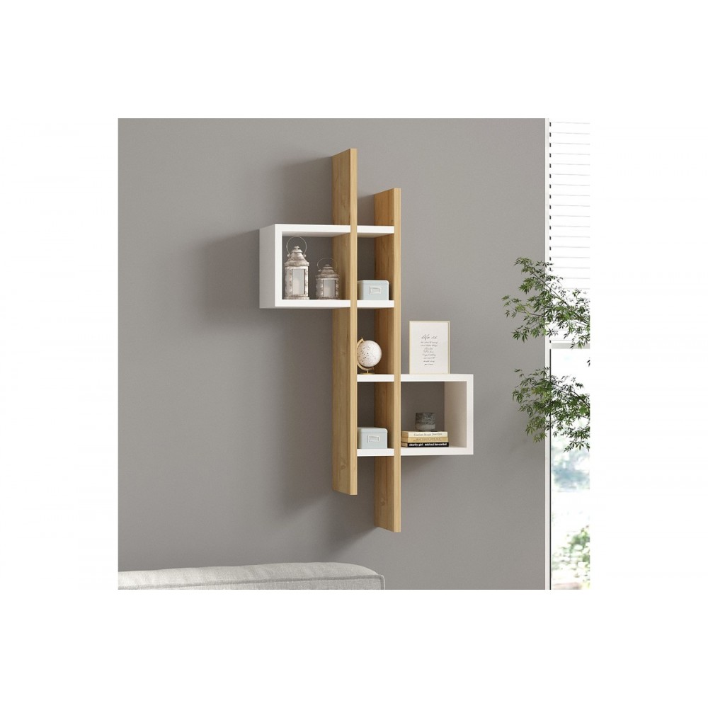 Ραφιέρα τοίχου "GAREL" σε χρώμα oak/λευκό 53.8x19.6x108