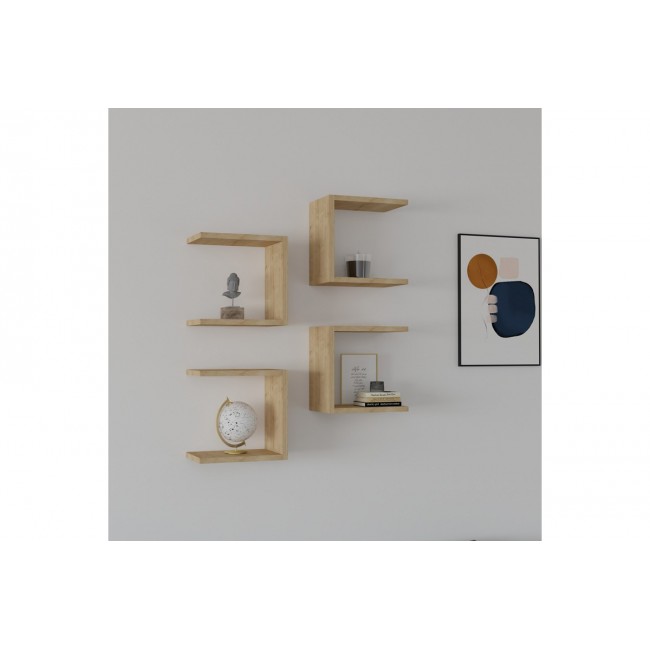 Ραφιέρα τοίχου "PERARI" 4τμχ σε χρώμα oak 30x19.6x30