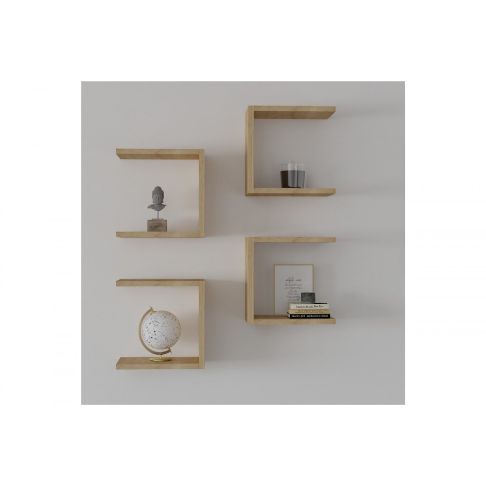 Ραφιέρα τοίχου "PERARI" 4τμχ σε χρώμα oak 30x19.6x30