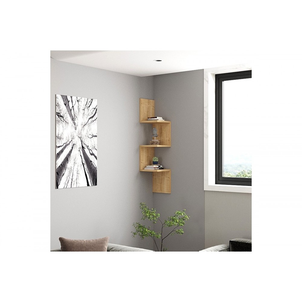 Ραφιέρα γωνιακή τοίχου "INSTA" σε χρώμα oak 25x25x105.5