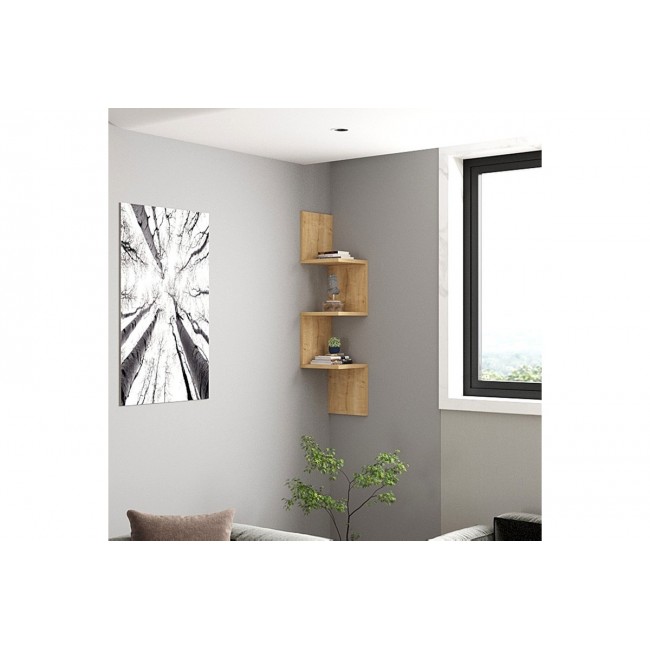 Ραφιέρα γωνιακή τοίχου "INSTA" σε χρώμα oak 25x25x105.5