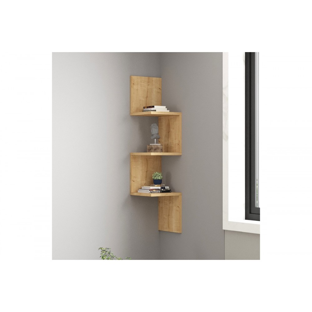 Ραφιέρα γωνιακή τοίχου "INSTA" σε χρώμα oak 25x25x105.5