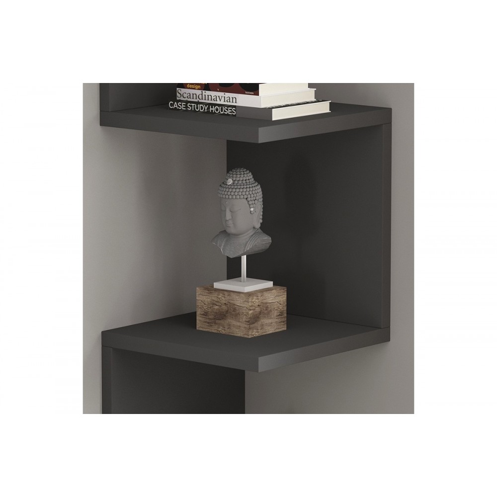 Ραφιέρα γωνιακή τοίχου "INSTA" σε χρώμα ανθρακί 25x25x105.5