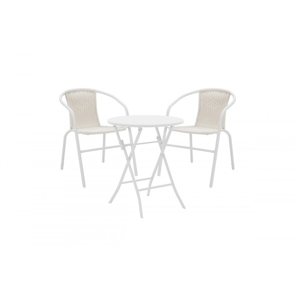 Τραπεζαρία 3τμχ "ALBERO-OBBI" από μέταλλο σε χρώμα λευκό Φ60x70