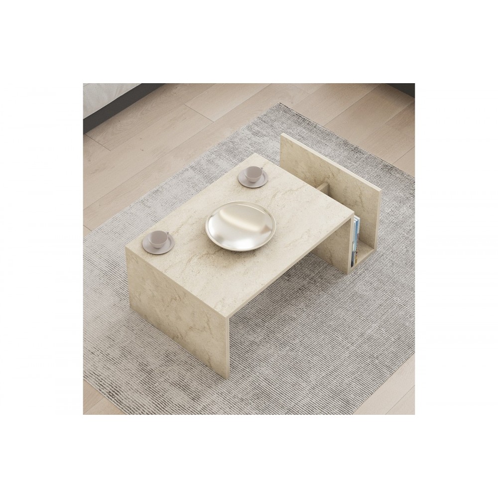 Τραπέζι σαλονιού "POKO" σε όψη τραβερτίνας 86.8x50x32.4