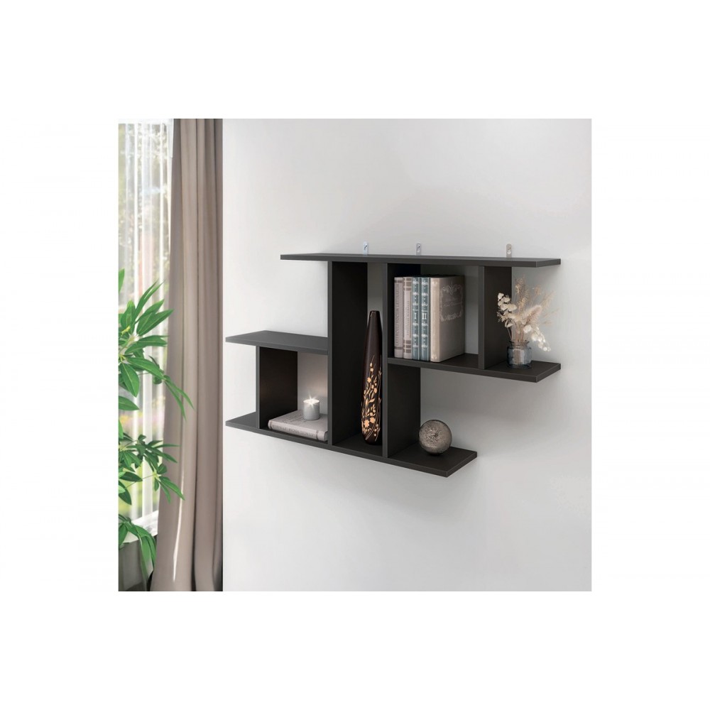 Ραφιέρα τοίχου "VERTOURA" σε χρώμα ανθρακί 116x18.5x60