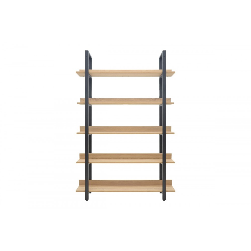 Βιβλιοθήκη "ALMOND" από μέταλλο σε oak/μαύρο χρώμα 120x29x185