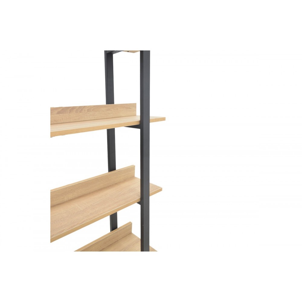 Βιβλιοθήκη "ALMOND" από μέταλλο σε oak/μαύρο χρώμα 120x29x185