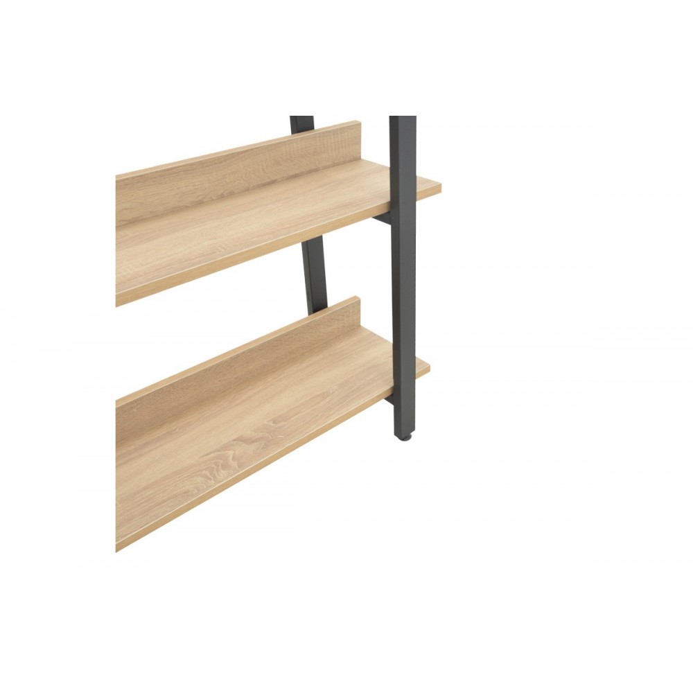 Βιβλιοθήκη "ALMOND" από μέταλλο σε oak/μαύρο χρώμα 120x29x185