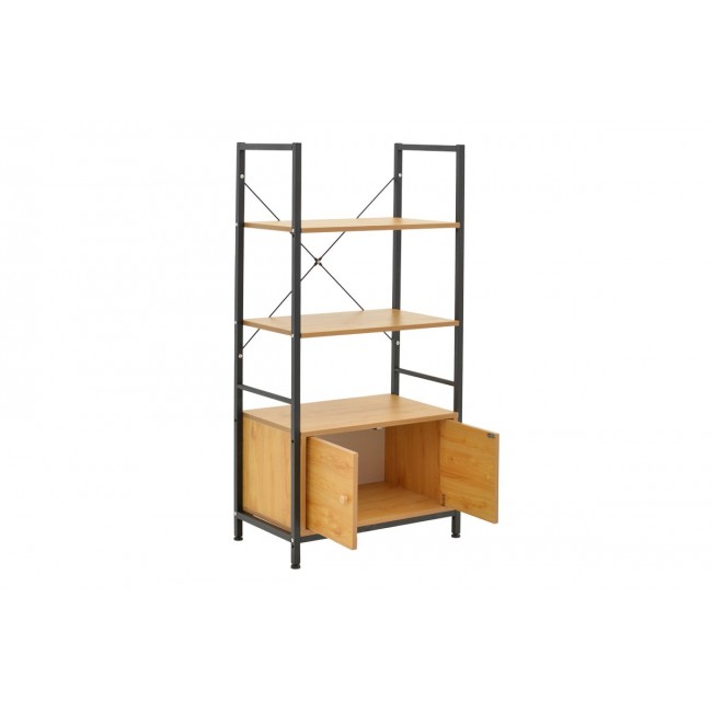 Ραφιέρα επιδαπέδια "KUILI" από μέταλλο/mdf σε χρώμα μαύρο/oak 60x36x121