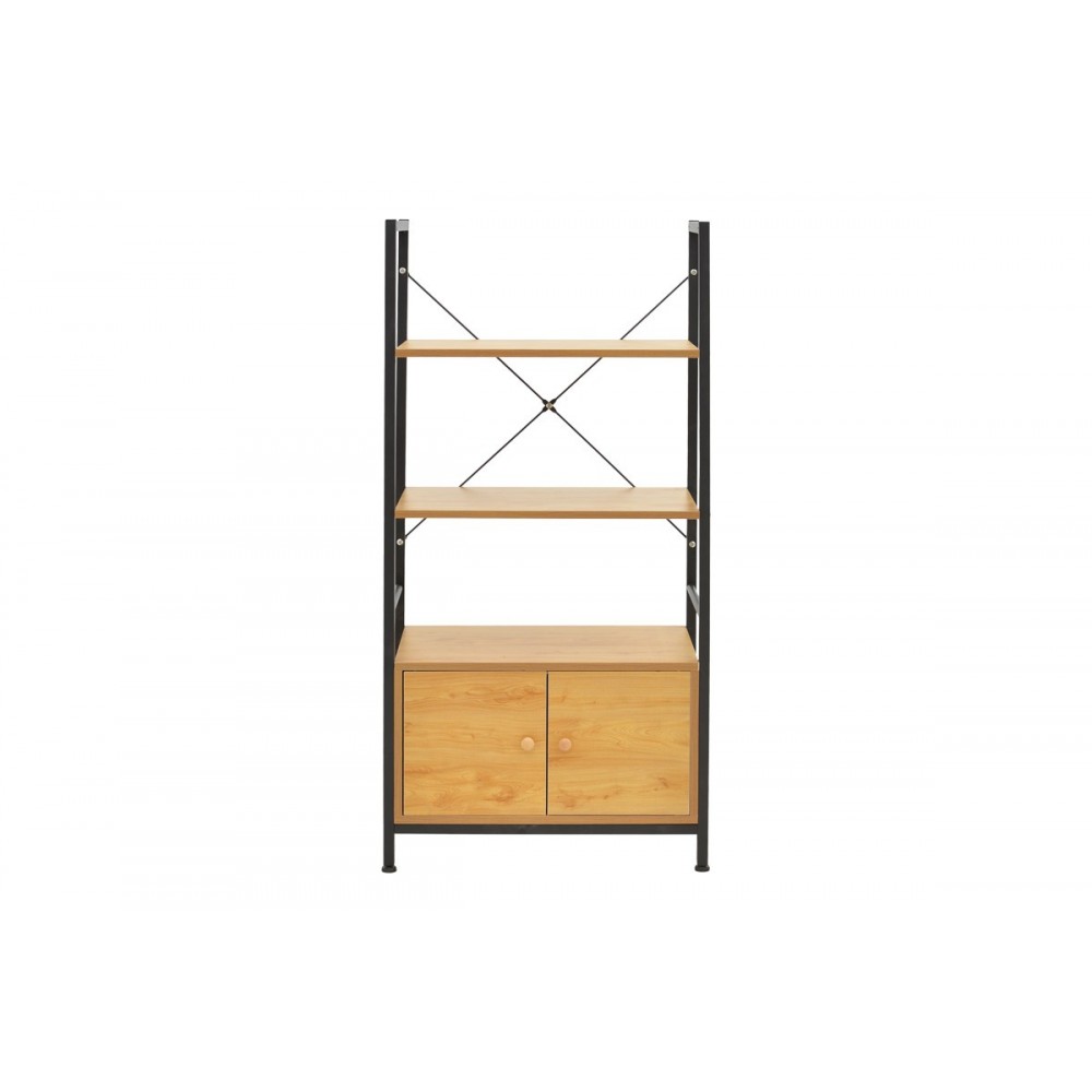 Ραφιέρα επιδαπέδια "KUILI" από μέταλλο/mdf σε χρώμα μαύρο/oak 60x36x121