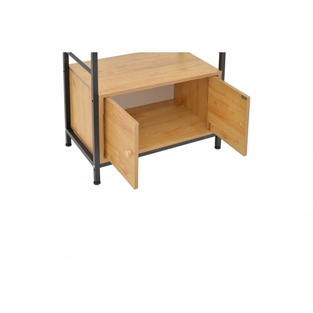 Ραφιέρα επιδαπέδια "KUILI" από μέταλλο/mdf σε χρώμα μαύρο/oak 60x36x121