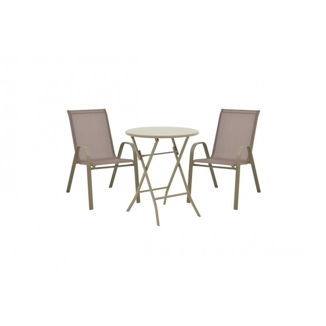Τραπεζαρία 3τμχ "ALBERO-CALAN" από μέταλλο σε χρώμα σαμπανιζέ Φ60x70