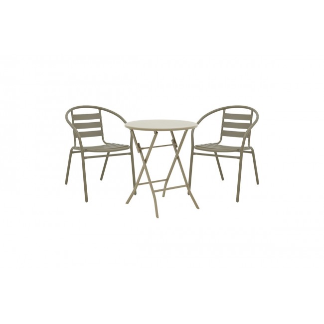 Τραπεζαρία 3τμχ "ALBERO-TADE" από μέταλλο σε χρώμα σαμπανιζέ Φ60x70