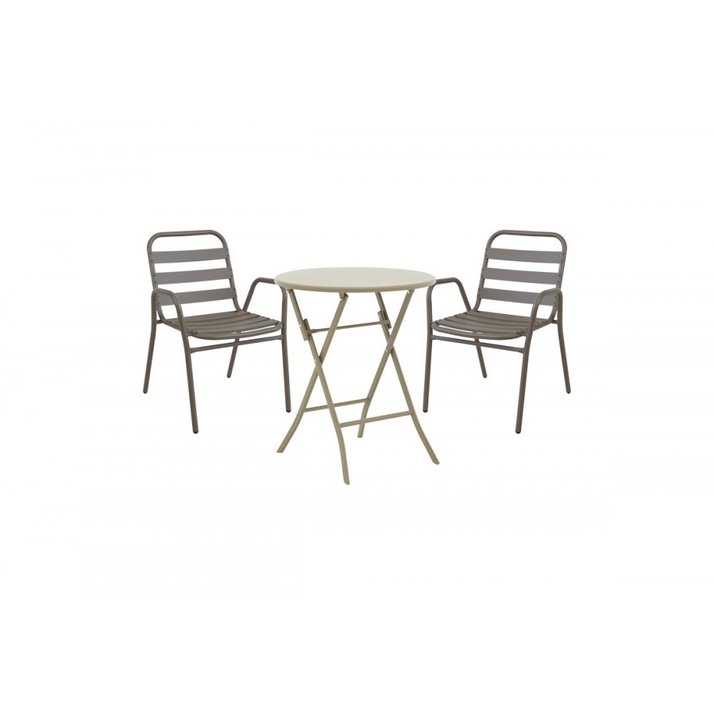 Τραπεζαρία 3τμχ "ALBERO-SUSSIE" από μέταλλο σε χρώμα σαμπανιζέ Φ60x70