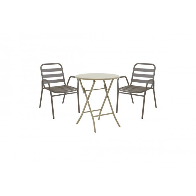 Τραπεζαρία 3τμχ "ALBERO-SUSSIE" από μέταλλο σε χρώμα σαμπανιζέ Φ60x70
