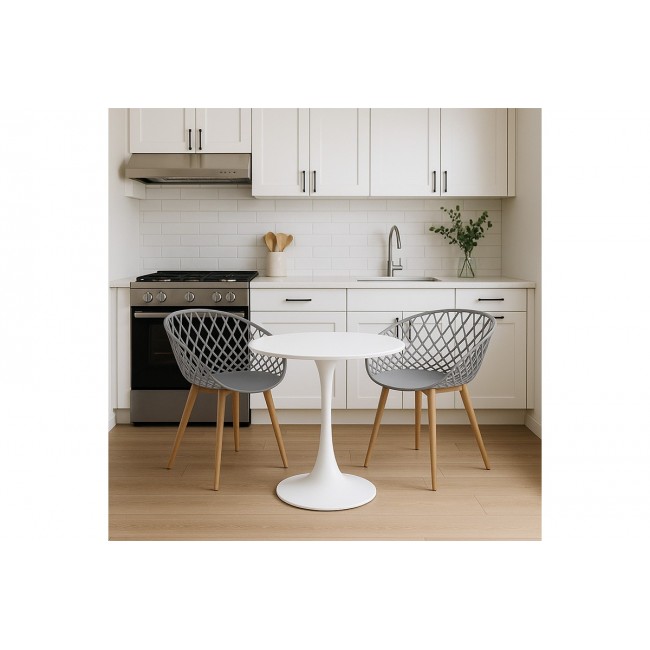 Τραπεζαρία 3τμχ "ELIJAH-EZRA" από pp/pu σε χρώμα γκρι/λευκό Φ60x74