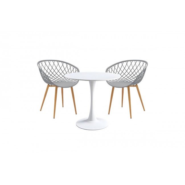 Τραπεζαρία 3τμχ "ELIJAH-EZRA" από pp/pu σε χρώμα γκρι/λευκό Φ60x74