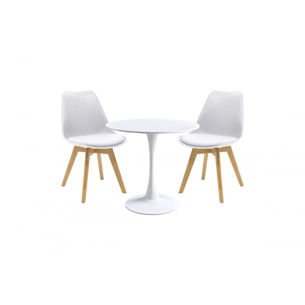 Τραπεζαρία 3τμχ "ELIJAH-GASTON" από pp/pu σε χρώμα λευκό/φυσικό Φ60x74