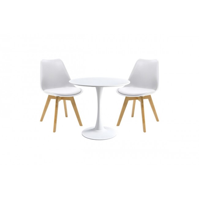 Τραπεζαρία 3τμχ "ELIJAH-GASTON" από pp/pu σε χρώμα λευκό/φυσικό Φ60x74