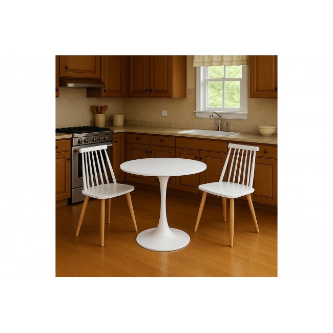 Τραπεζαρία 3τμχ "ELIJAH-AURORA I" από pp σε χρώμα λευκό/φυσικό Φ60x74