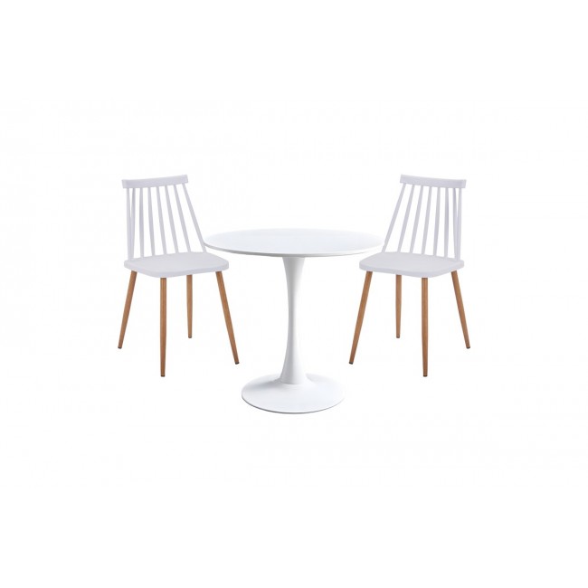 Τραπεζαρία 3τμχ "ELIJAH-AURORA I" από pp σε χρώμα λευκό/φυσικό Φ60x74