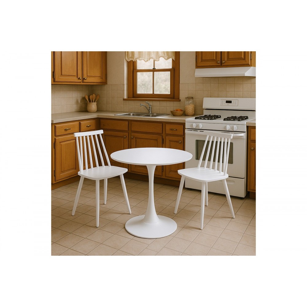 Τραπεζαρία 3τμχ "ELIJAH-AURORA I" από pp σε χρώμα λευκό Φ60x74