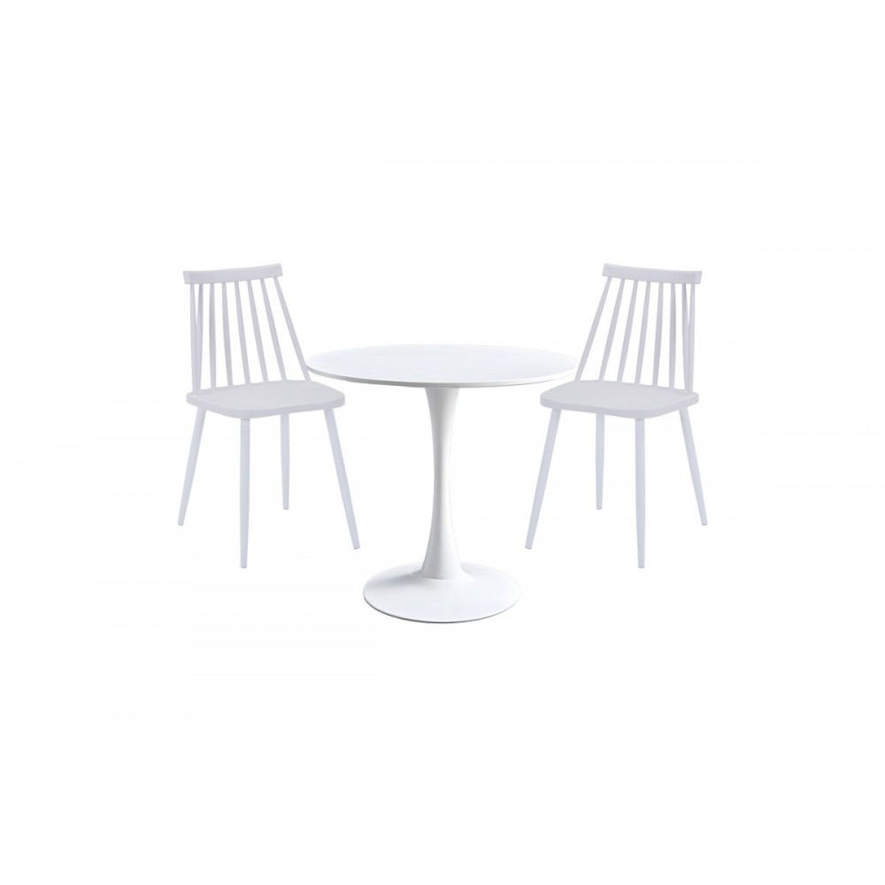 Τραπεζαρία 3τμχ "ELIJAH-AURORA I" από pp σε χρώμα λευκό Φ60x74