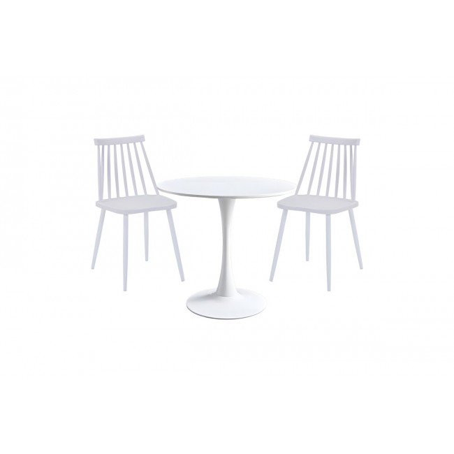 Τραπεζαρία 3τμχ "ELIJAH-AURORA I" από pp σε χρώμα λευκό Φ60x74