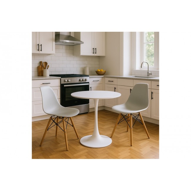 Τραπεζαρία 3τμχ "ELIJAH-JULITA" από pp σε χρώμα λευκό/φυσικό Φ60x74