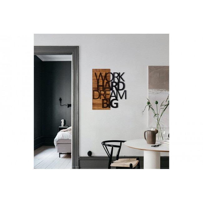 Διακοσμητικό τοίχου "DESEZE" από ξύλο/μέταλλο σε χρώμα φυσικό/μαύρο 48x3x58