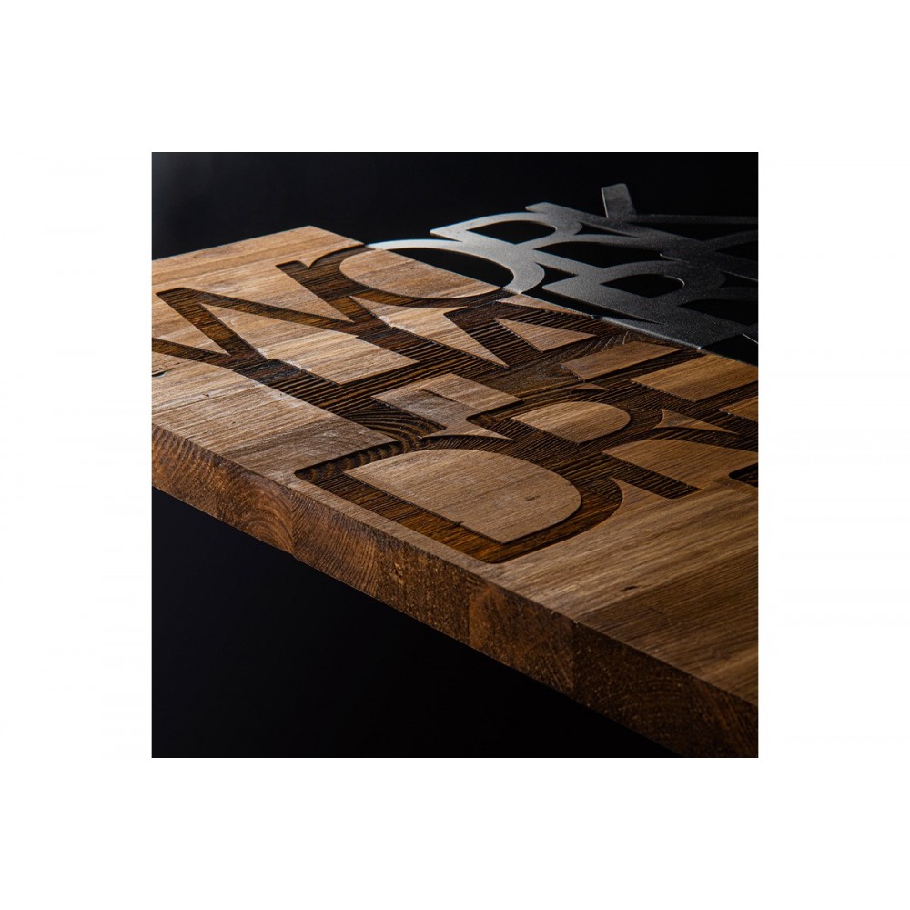 Διακοσμητικό τοίχου "DESEZE" από ξύλο/μέταλλο σε χρώμα φυσικό/μαύρο 48x3x58