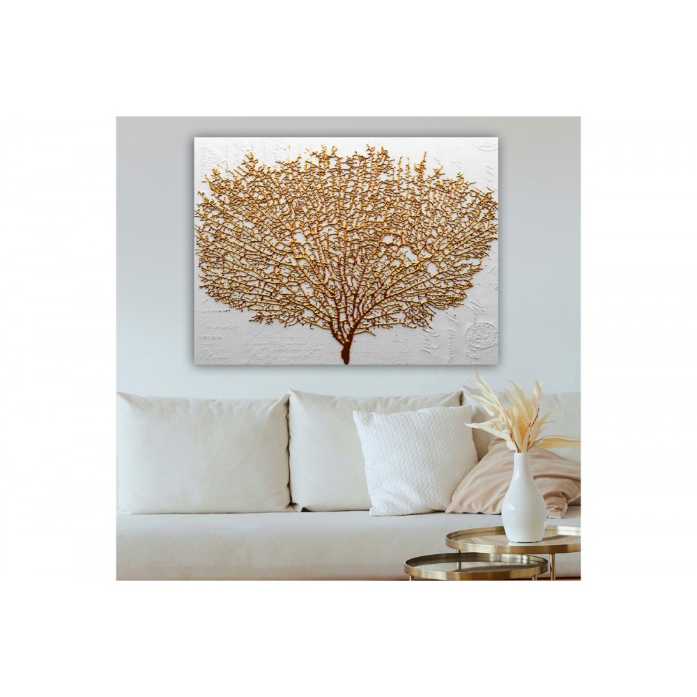 Πίνακας σε καμβά "SARWEY" σε χρώμα λευκό/χρυσό 70x3x100