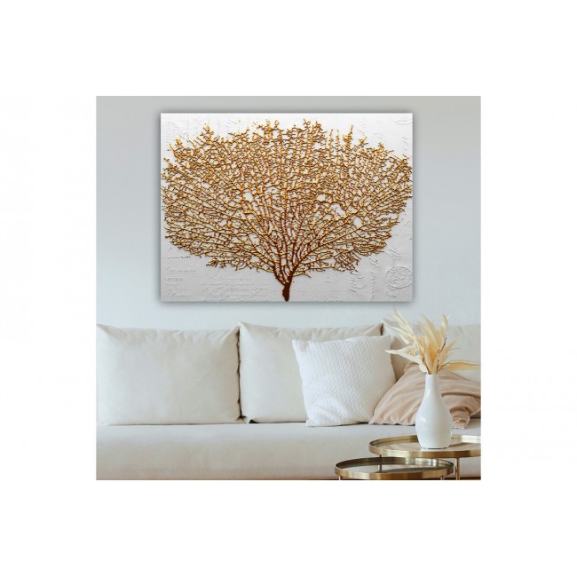 Πίνακας σε καμβά "SARWEY" σε χρώμα λευκό/χρυσό 70x3x100