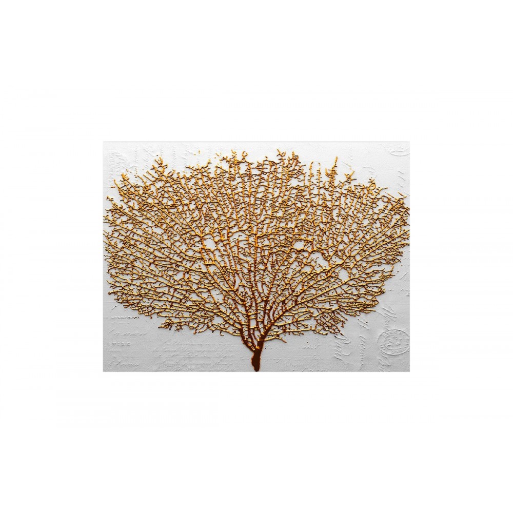 Πίνακας σε καμβά "SARWEY" σε χρώμα λευκό/χρυσό 70x3x100