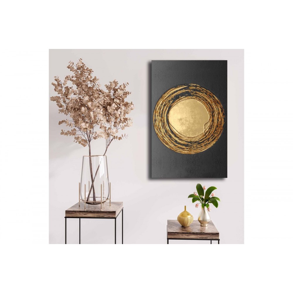 Πίνακας σε καμβά "ZESAN" σε χρώμα μαύρο/χρυσό 45x3x70