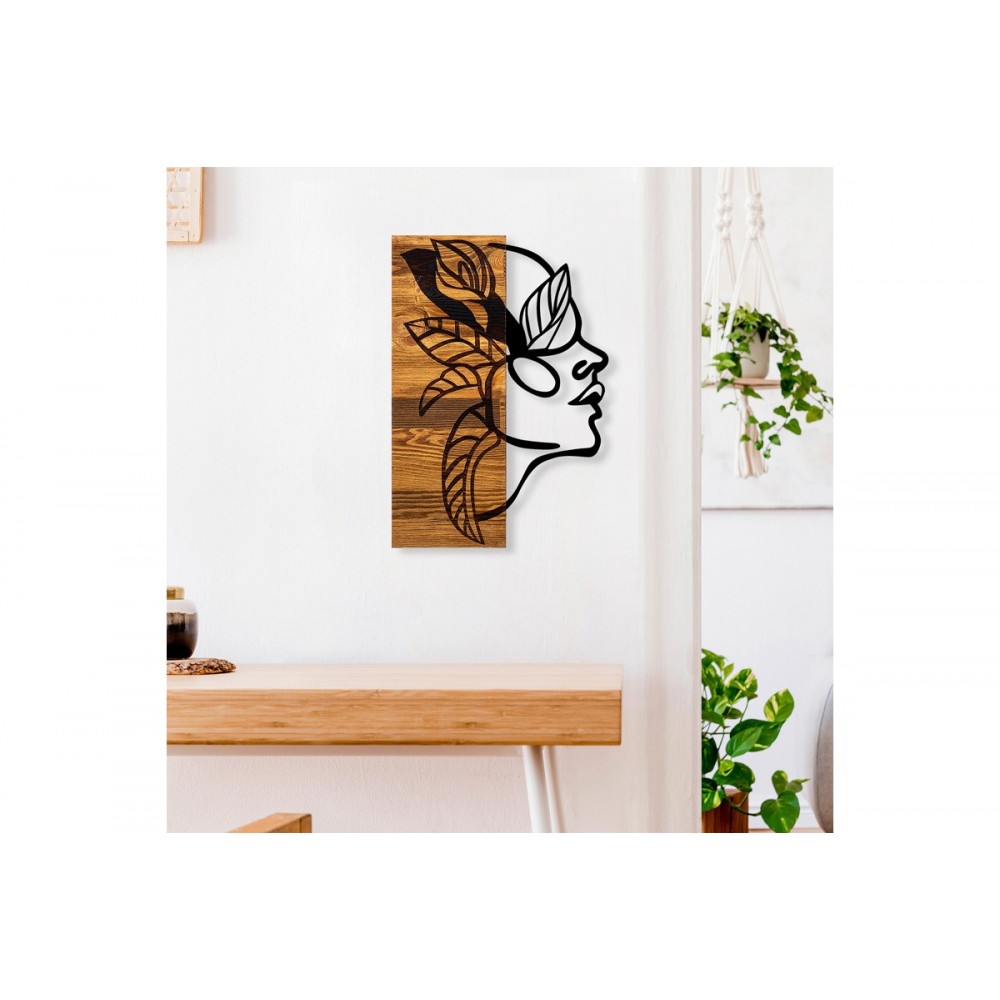 Διακοσμητικό τοίχου "REDIAN" από ξύλο/μέταλλο σε χρώμα φυσικό/μαύρο 34x3x50