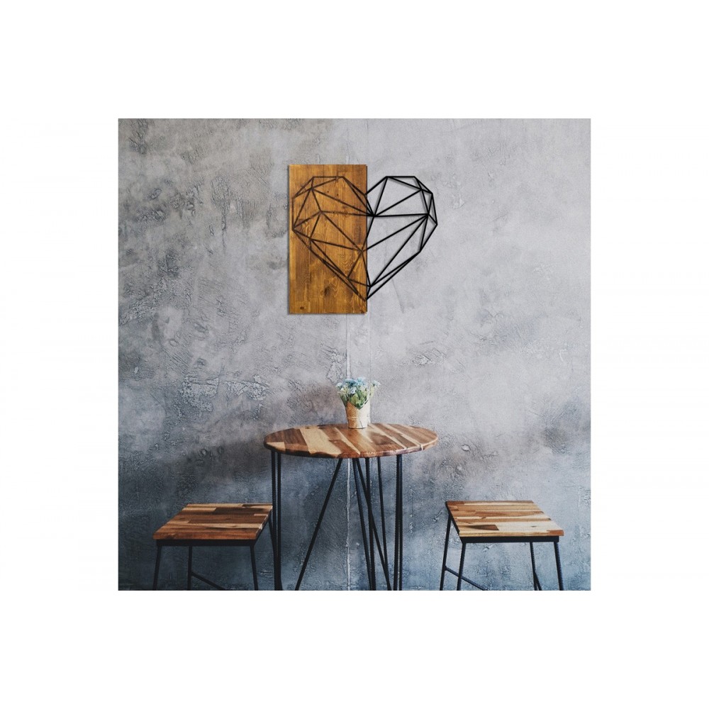 Διακοσμητικό τοίχου "HELIE" από ξύλο/μέταλλο σε χρώμα φυσικό/μαύρο 58x3x58