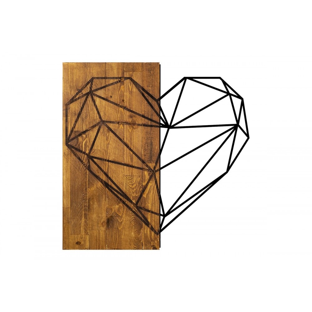 Διακοσμητικό τοίχου "HELIE" από ξύλο/μέταλλο σε χρώμα φυσικό/μαύρο 58x3x58