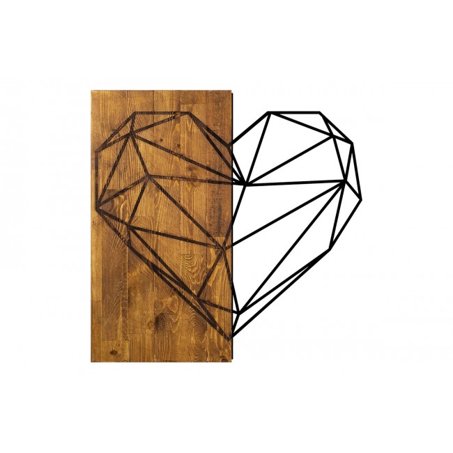 Διακοσμητικό τοίχου "HELIE" από ξύλο/μέταλλο σε χρώμα φυσικό/μαύρο 58x3x58