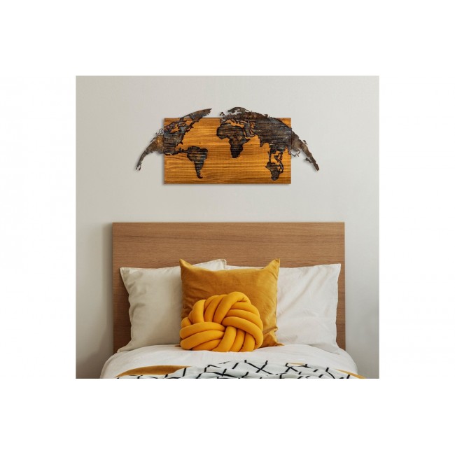 Διακοσμητικό τοίχου "MABLE" από ξύλο/μέταλλο σε χρώμα φυσικό/μαύρο 83x3x38