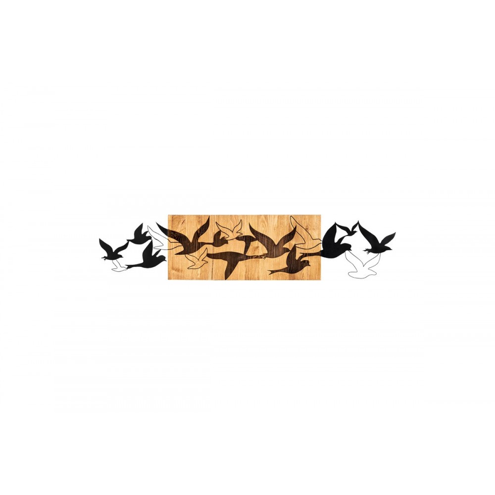 Διακοσμητικό τοίχου "EXCORE" από ξύλο/μέταλλο σε χρώμα φυσικό/μαύρο 111x3x25