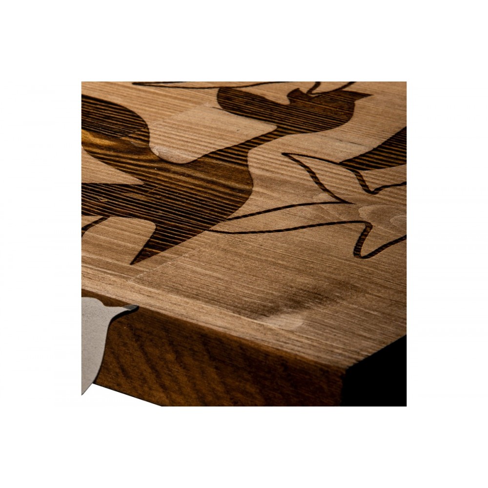 Διακοσμητικό τοίχου "EXCORE" από ξύλο/μέταλλο σε χρώμα φυσικό/μαύρο 111x3x25