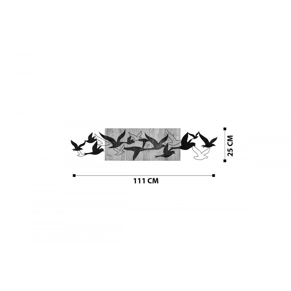 Διακοσμητικό τοίχου "EXCORE" από ξύλο/μέταλλο σε χρώμα φυσικό/μαύρο 111x3x25