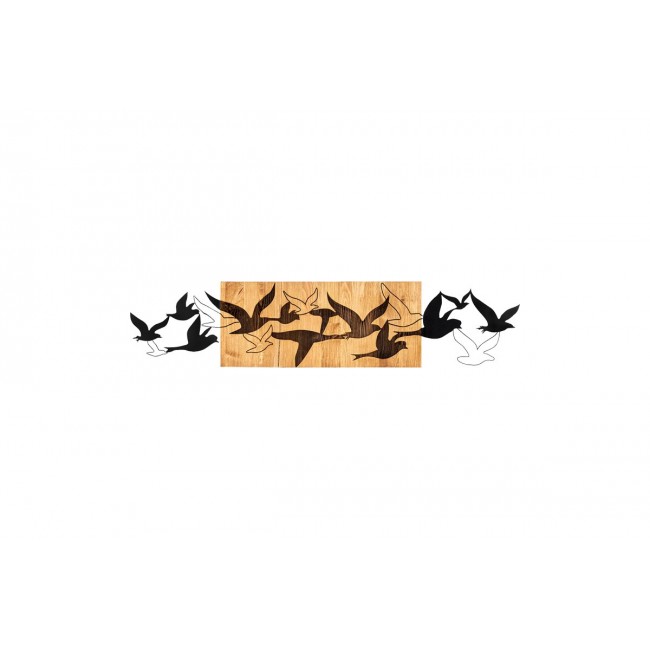 Διακοσμητικό τοίχου "EXCORE" από ξύλο/μέταλλο σε χρώμα φυσικό/μαύρο 111x3x25