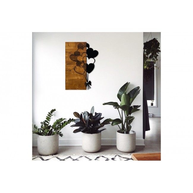 Διακοσμητικό τοίχου "HEARBY" από ξύλο/μέταλλο σε χρώμα φυσικό/μαύρο 39x3x58