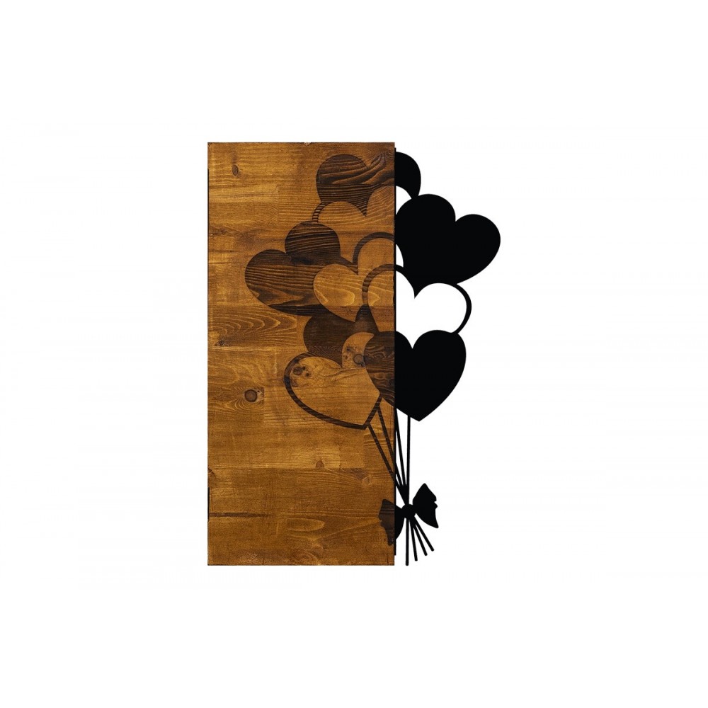 Διακοσμητικό τοίχου "HEARBY" από ξύλο/μέταλλο σε χρώμα φυσικό/μαύρο 39x3x58