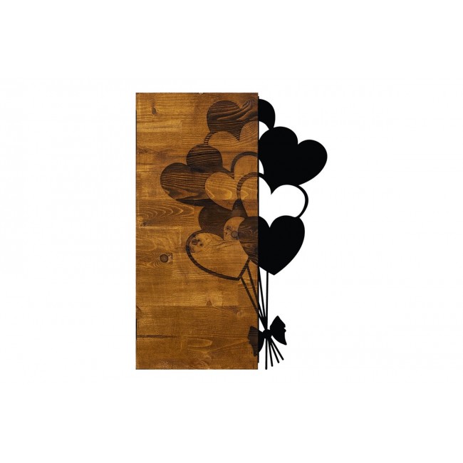 Διακοσμητικό τοίχου "HEARBY" από ξύλο/μέταλλο σε χρώμα φυσικό/μαύρο 39x3x58