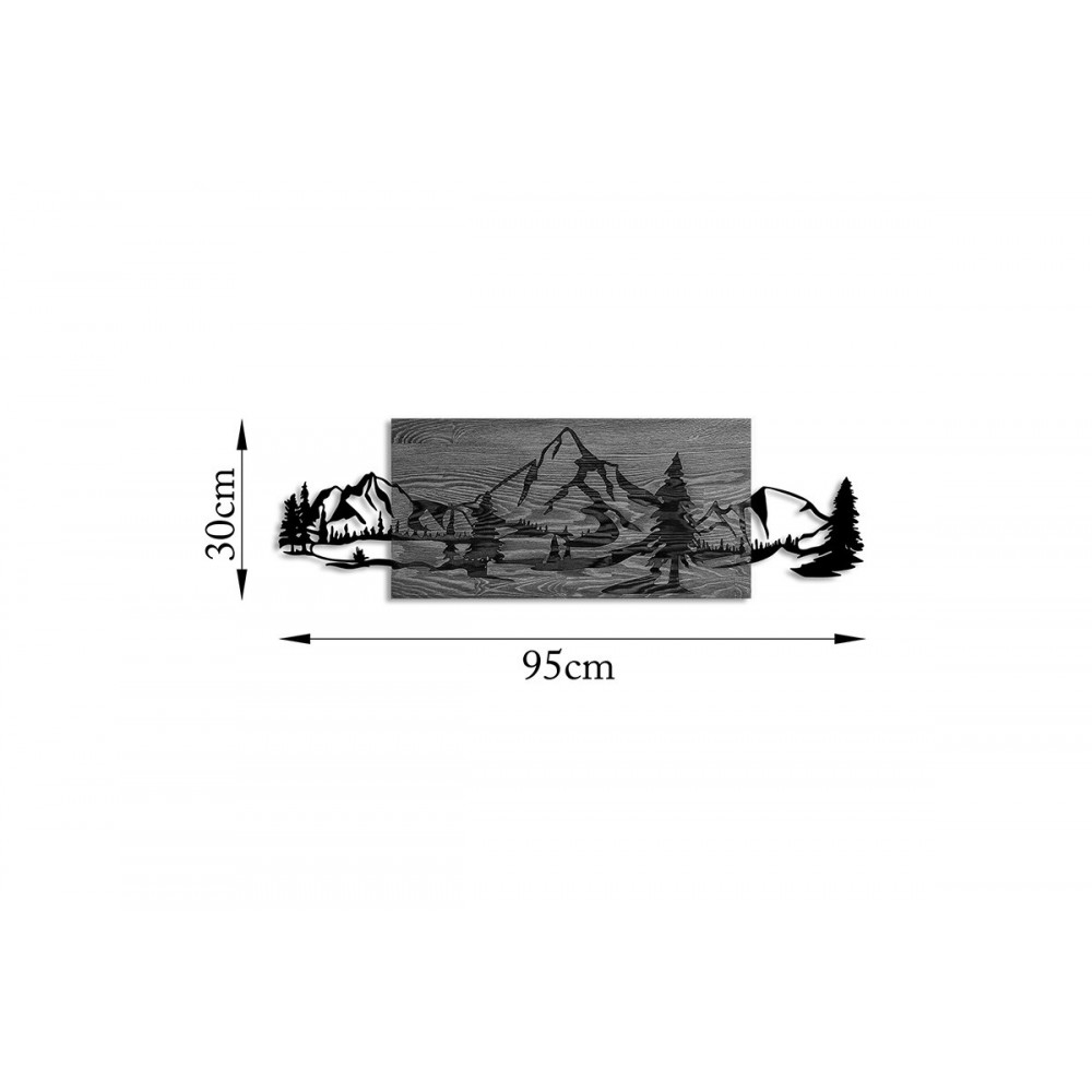 Διακοσμητικό τοίχου "NEREVE" από ξύλο/μέταλλο σε χρώμα φυσικό/μαύρο 95x3x30