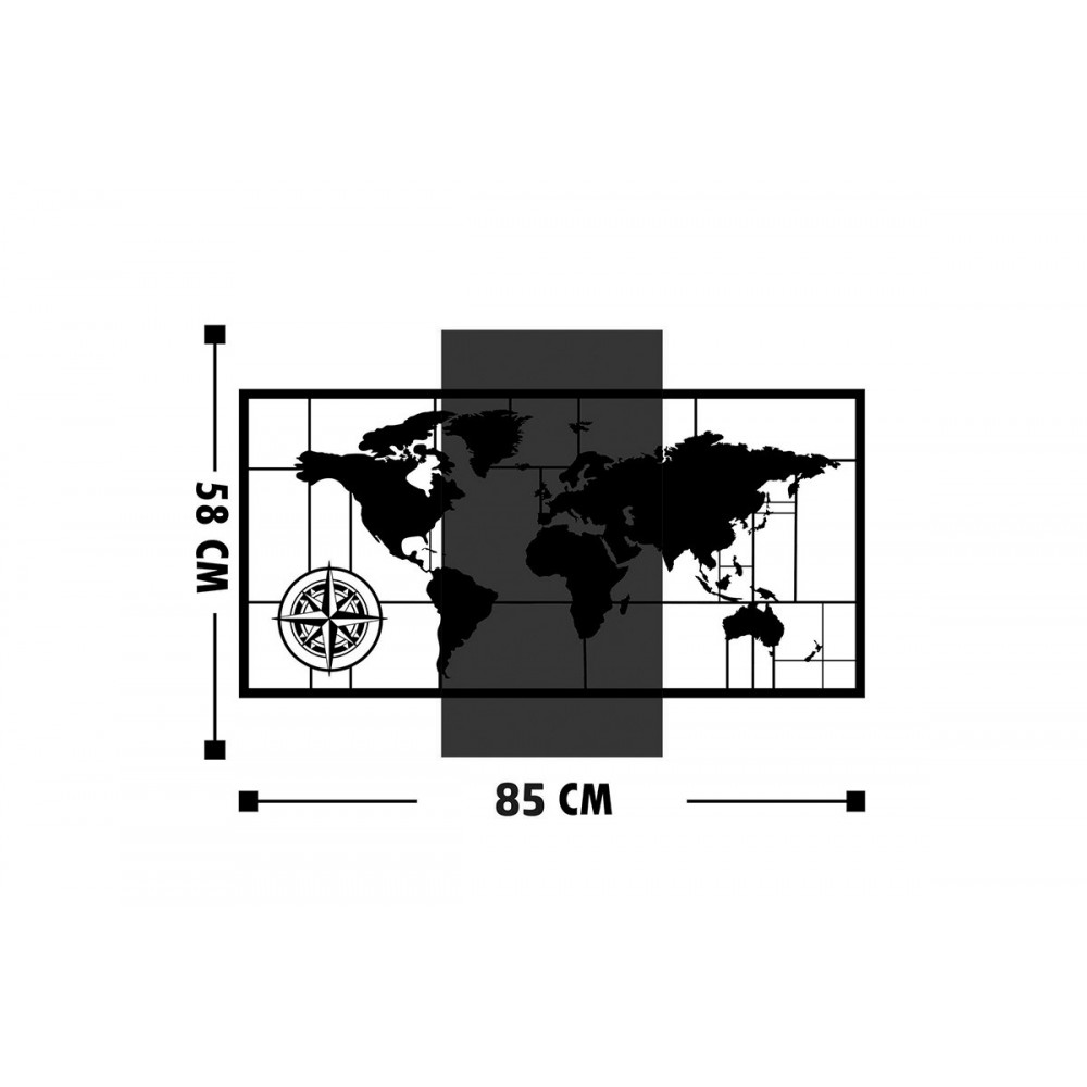 Διακοσμητικό τοίχου "MERZO" από ξύλο/μέταλλο σε χρώμα φυσικό/μαύρο 58x3x85